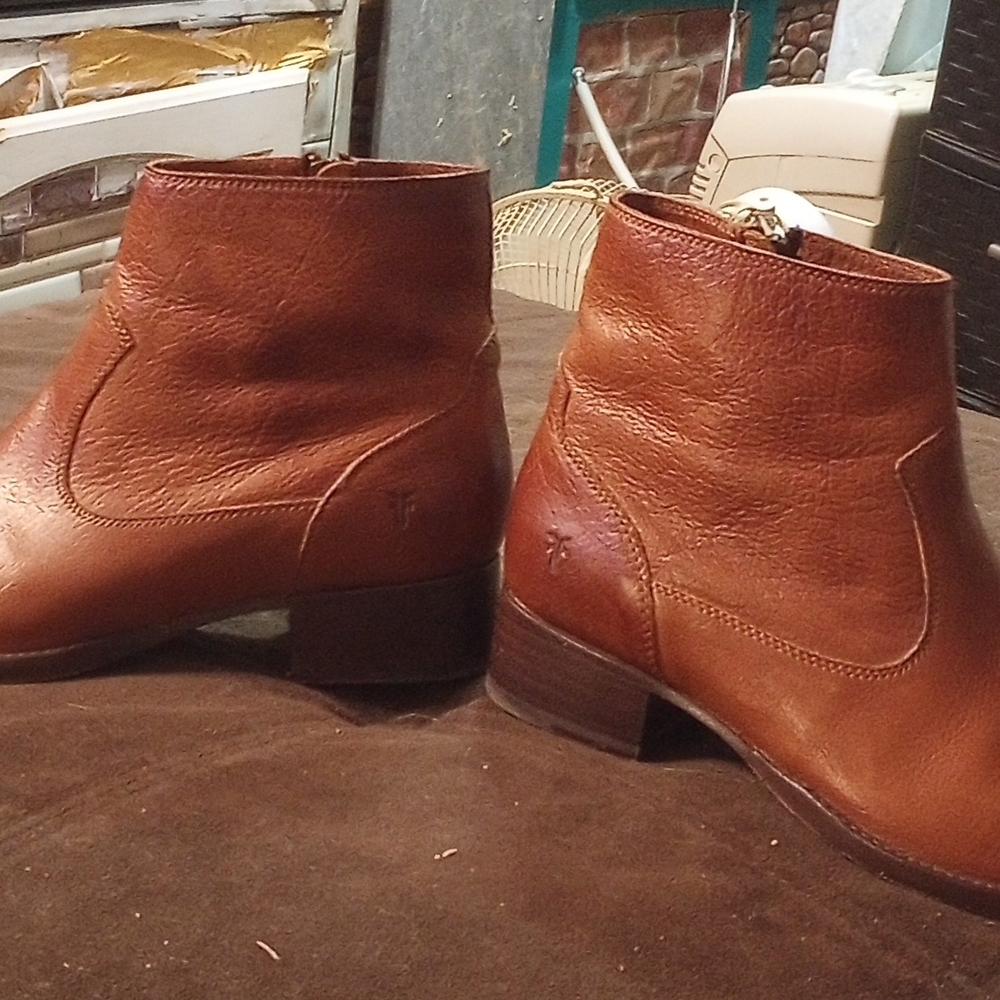 Frye Tan Leather Ankle Booties